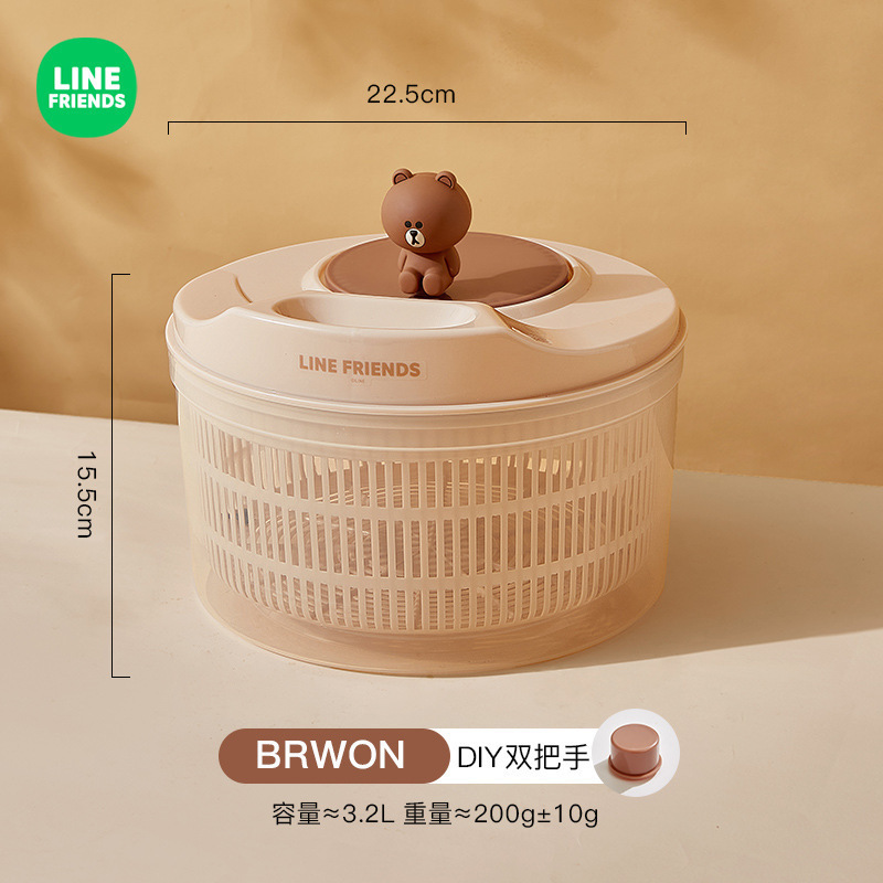 LINE FRIENDS野菜脱水器家庭用押し洗い乾燥野菜かごサラダ水切りかご野菜脱水かご|undefined