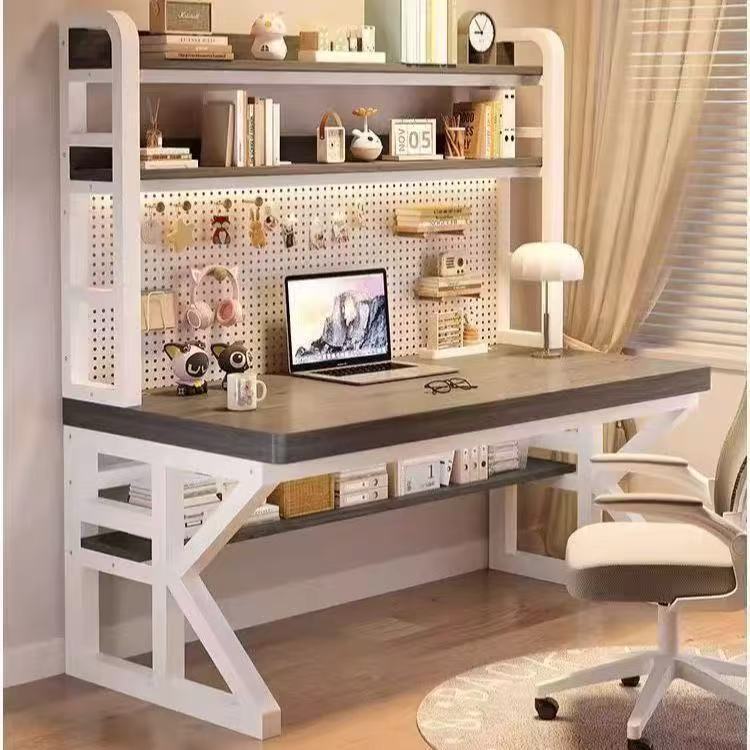 Thickened solid wood desk for students, home use desk, computer desk, bookshelf table, integrated combination, simple study desk for bedroom Thickened solid wood desk for students, home use desk, computer desk, bookshelf table, integrated combination, simple study desk for bedroom
