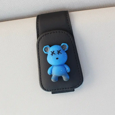 car sun visor storage | Car Glasses Clip/Bill Clip - space-black-blue-bear