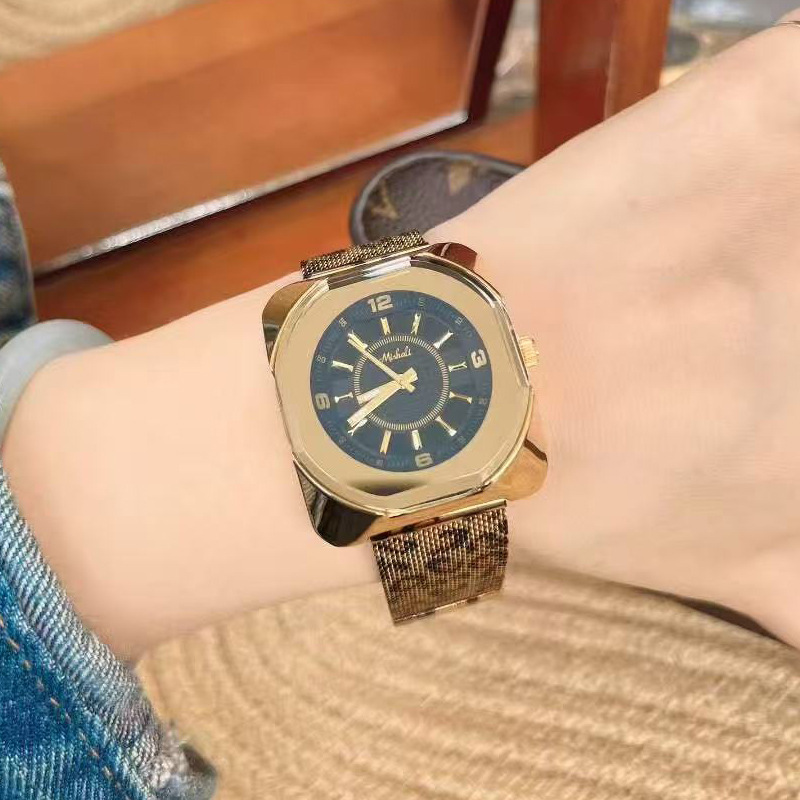 Mishali New Fashion Orologio da donna al quarzo impermeabile con quadrante grande e cinturino in acciaio quadrato 22026_voghion.com