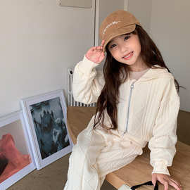 童装女童秋季2025新款大小童时髦韩版洋气可爱连帽女孩套装两件套
