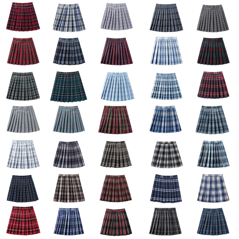43cm Skirt Factory Direct Sales Ready Stock British College Plaid Uniform 100% off High Waist Chorus Performance Women's Skirt