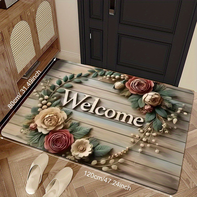 Cross-Border Vintage American-Style Entrance Doormat, Crystal Velvet, Stain-Resistant, Easy to Care For, Household Carpet, Stain-Resistant and Non-Slip