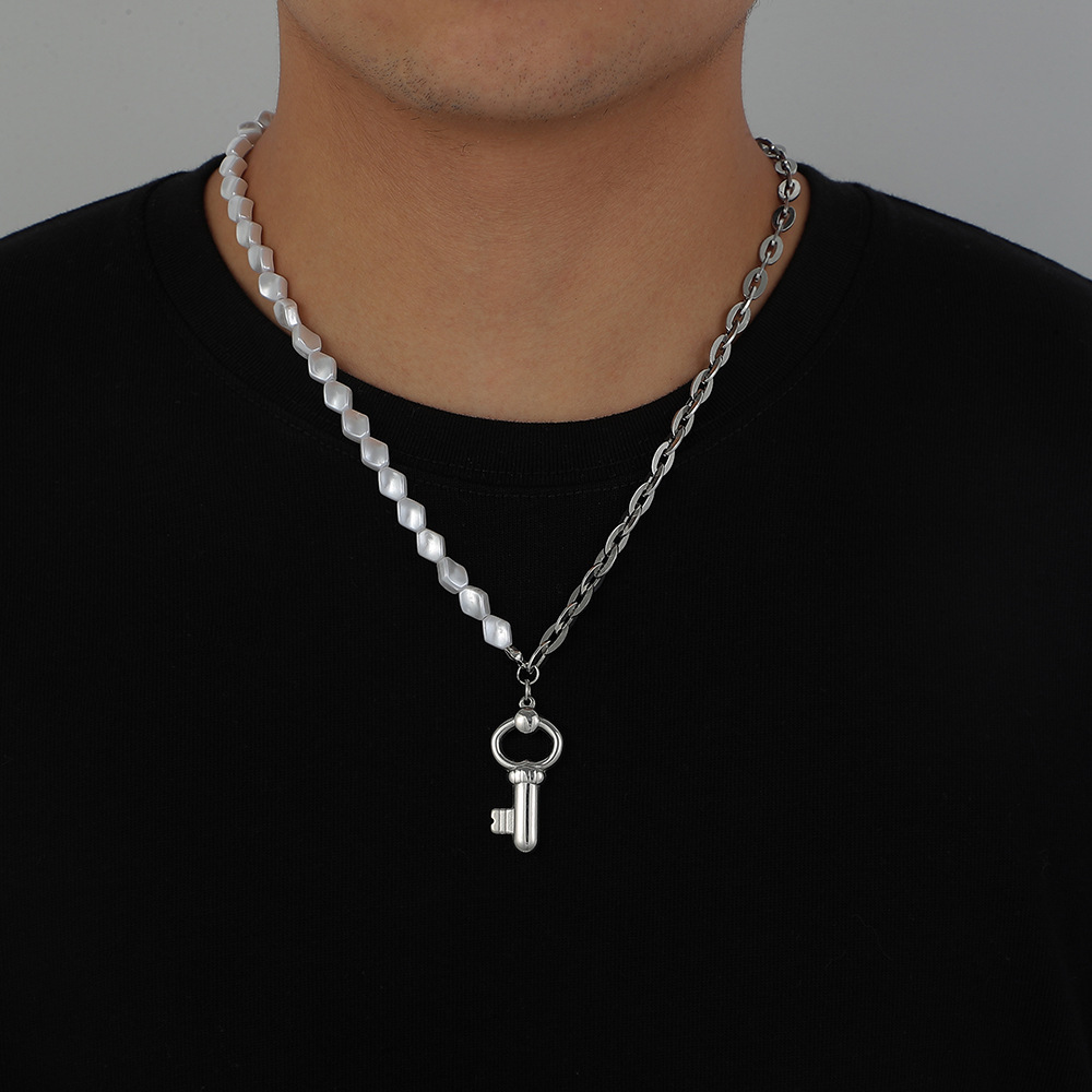 1 Piece Fashion Key Stainless Steel Alloy Pearl Plating Men's Pendant Necklace display picture 2