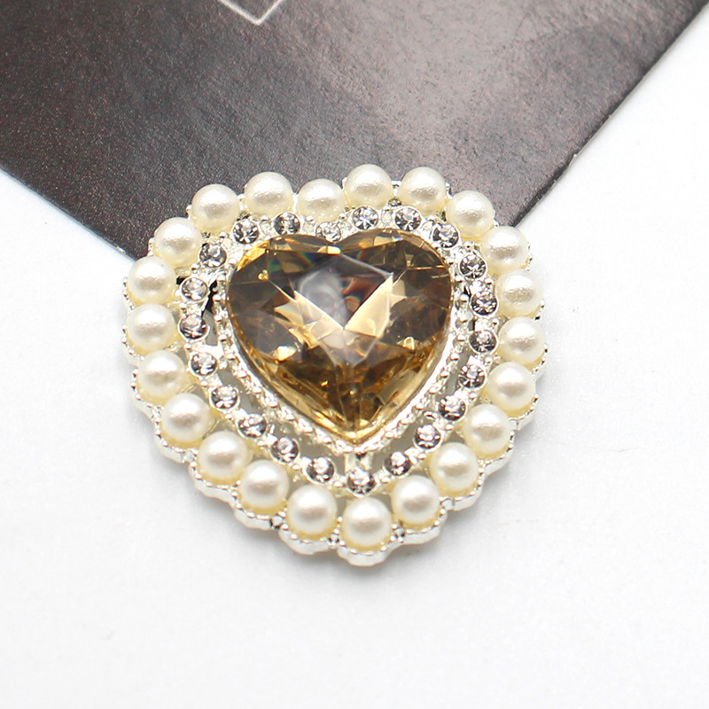 27mm銀色桃心真珠花盤合金部品diy髪飾り花盤ドリル頭飾りアクセサリー部品