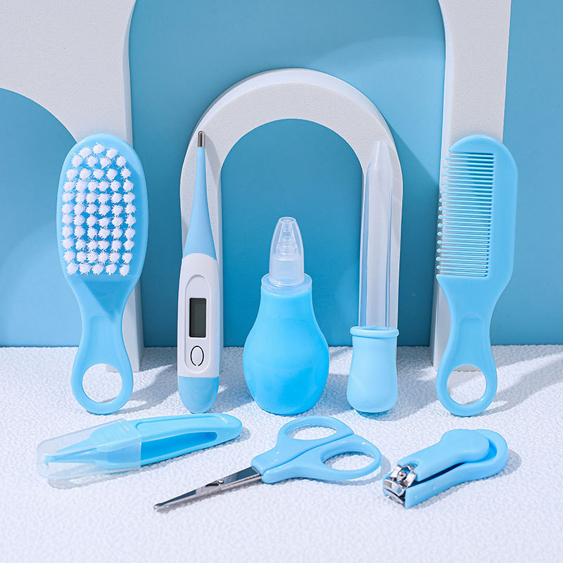 Baby Care Set with Nasal Aspirator, Medicine Dropper, Thermometer, Nail Trimmer, and Daily Cleaning Kit