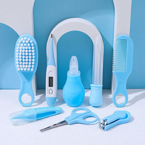 婴儿护理用品吸鼻器喂药器8件套装宝宝温度计修甲剪日常清洁礼包