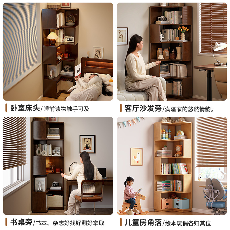 Estante de esquina Sala de estar TV Junto al armario de almacenamiento Gabinete de almacenamiento Gabinete de exhibición de madera maciza Gabinete de esquina de pared