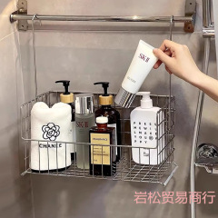 不锈钢浴室挂篮壁挂免打孔沐浴露洗发水衣服收纳篮沥水置物架