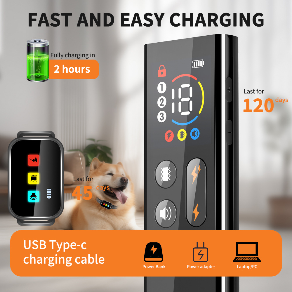 Intelligent dog trainer HD color screen display three training modes IP67 waterproof not afraid of rain