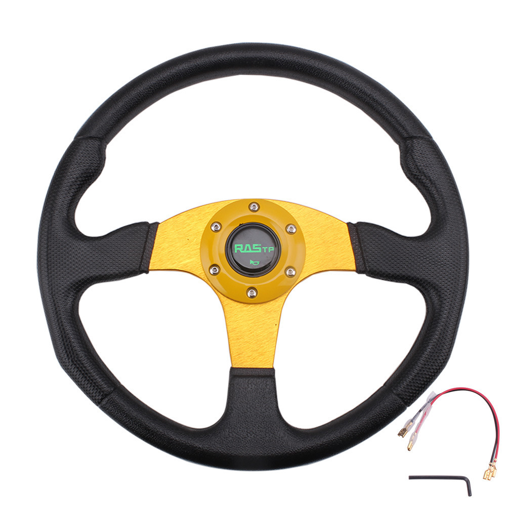 Qìchē RASTP Car Modified Steering Wheel PU Racing Steering Wheel 14 inch (Steering wheel) - gold