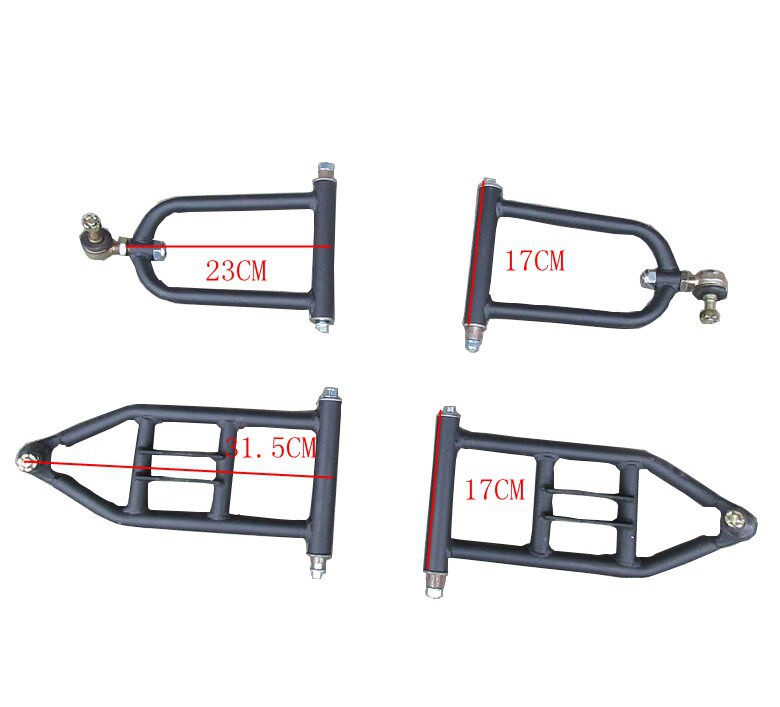 Quad bike accessories: Adjustable ball-head rocker arm for modification of the Little Bull ATV, front disc/drum brake horn flange