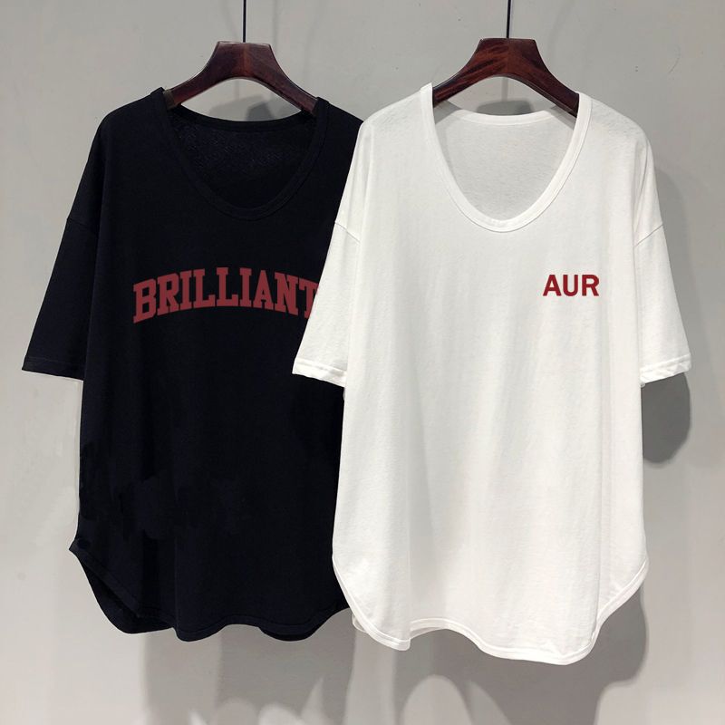 Plus-Size Maternity Summer Mid-Length Short-Sleeve T-Shirt, Loose U-Neck New Style Top, Sleepwear, Slimming, Covers Belly and Buttocks Plus-Size Maternity Summer Mid-Length Short-Sleeve T-Shirt, Loose U-Neck New Style Top, Sleepwear, Slimming, Covers Belly and Buttocks