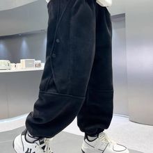 男童裤子秋冬2024新款儿童灯芯绒一体绒中大童加绒男孩休闲裤条绒