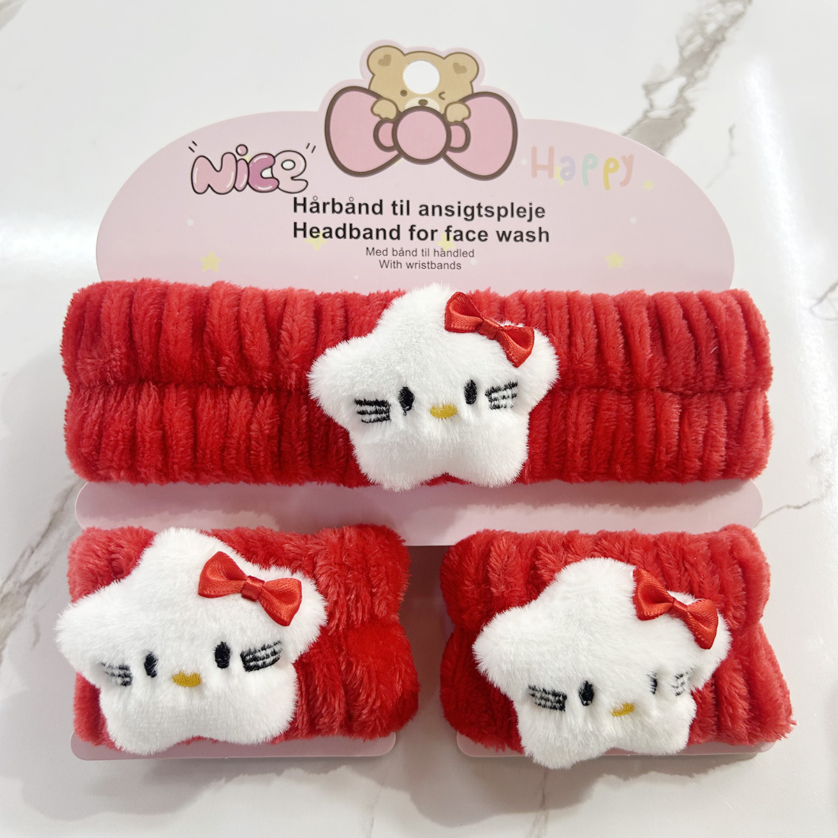 Banda de cabello de moda con tarjeta de papel dulce decoración de animales pequeños de peluche de lavado banda de cabello de dibujos animados correa de muñeca tridimensional