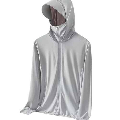 Men's UV Protection Breathable Ice Silk Sun Protection Suit 2024 New Summer Thin Fishing Hooded Jacket Outerwear