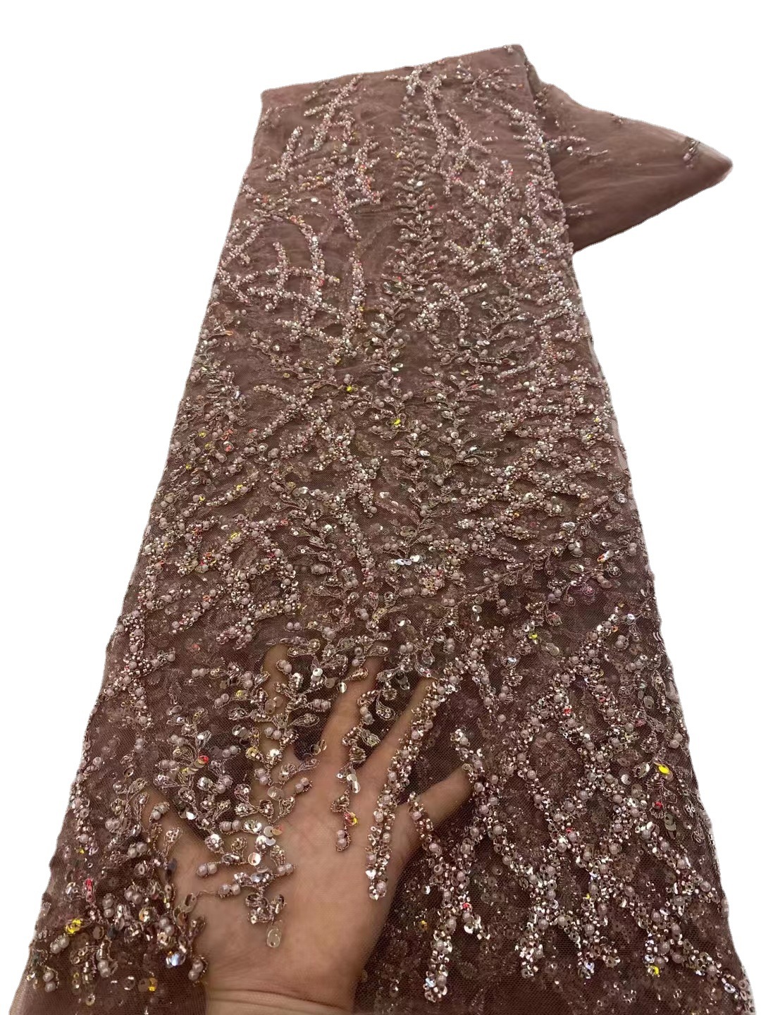 Verano lentejuelas con cuentas bordado tela vestido de novia tela de moda europea y americana con cuentas de encaje JX3410