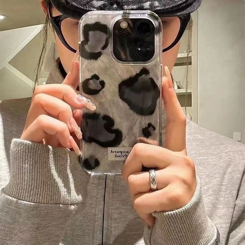 黑灰豹纹适用苹果13手机壳iPhone14网红17promax新款12软15女16|undefined
