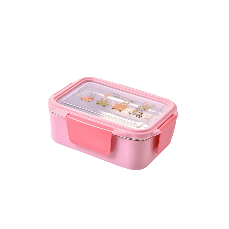 Double-layer thermos stainless steel, capacious rectangular lunch box for students