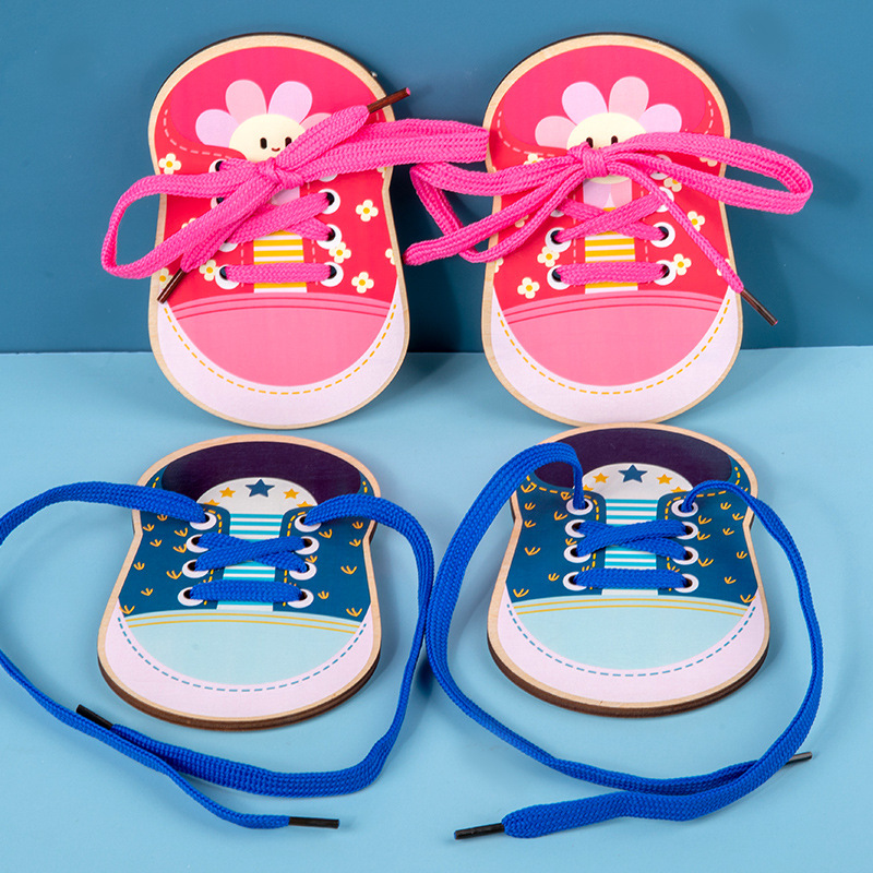 Juego de cuerda educativo para niños Ropa de madera Botón Corbata Cordón Bebé Ejercicio de educación temprana con manos en el cerebro Juguetes