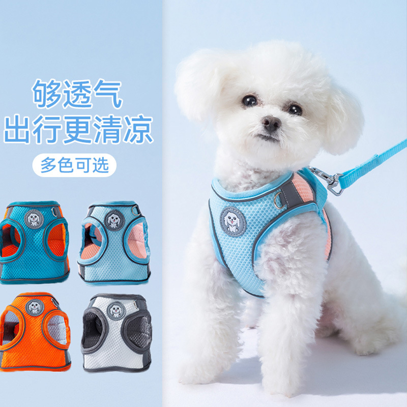 Cachorro contraste color costura malla transpirable chaleco tracción cuerda mascota caminar perro cuerda gato caminar cuerda
