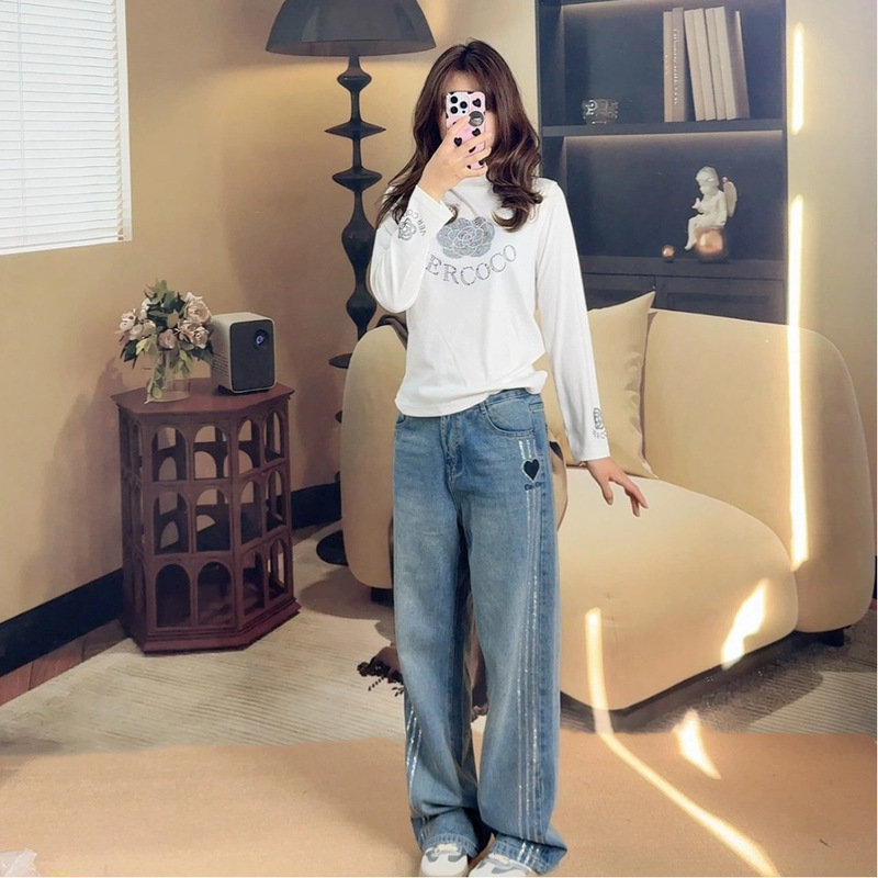 秋冬中领山茶花设计感时尚潮流打底衫修身气质洋气名媛风女装上衣|undefined