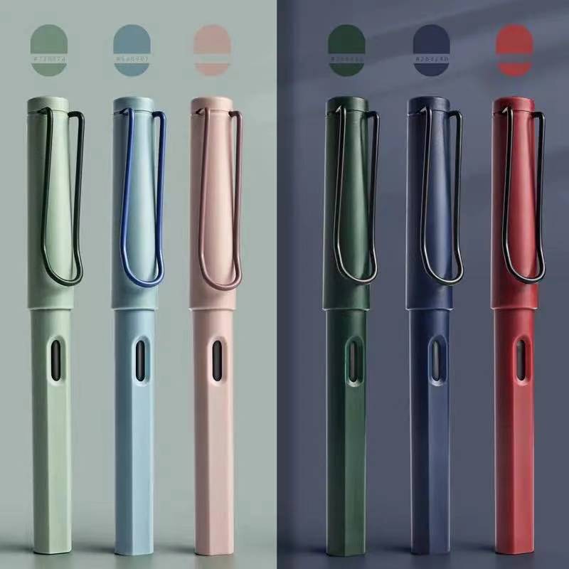 Student upright ink sac pen, advertising pen for calligraphy practice, Morandi Macaron reading and writing pen with logo