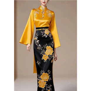 Spring Women's New Chinese Style National Style Accessible Luxury Classy Han Dynasty Small Yellow Shirt Printed Horse Face Skirt Suit