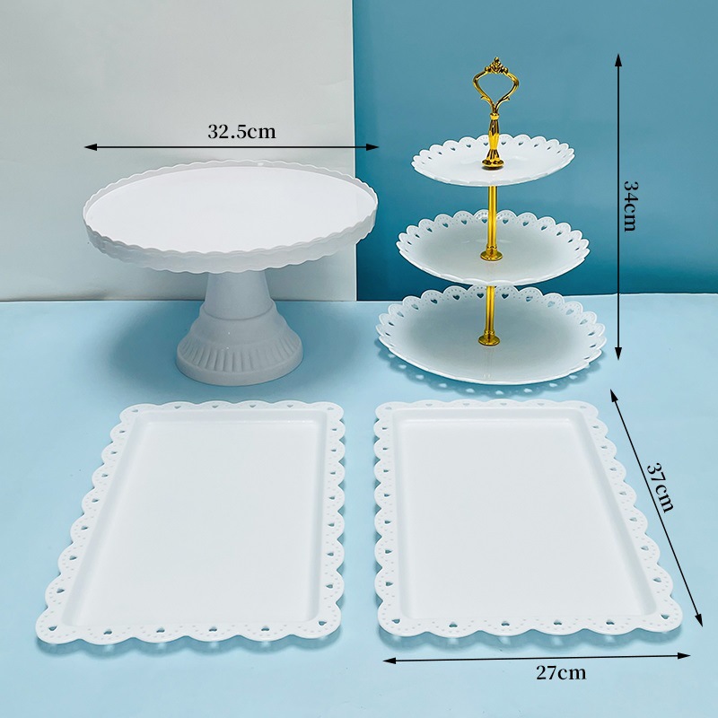 Decoración de postres de cumpleaños estante de exhibición de boda europea estante de frutas estante de pastel de plástico bandeja de bocadillos