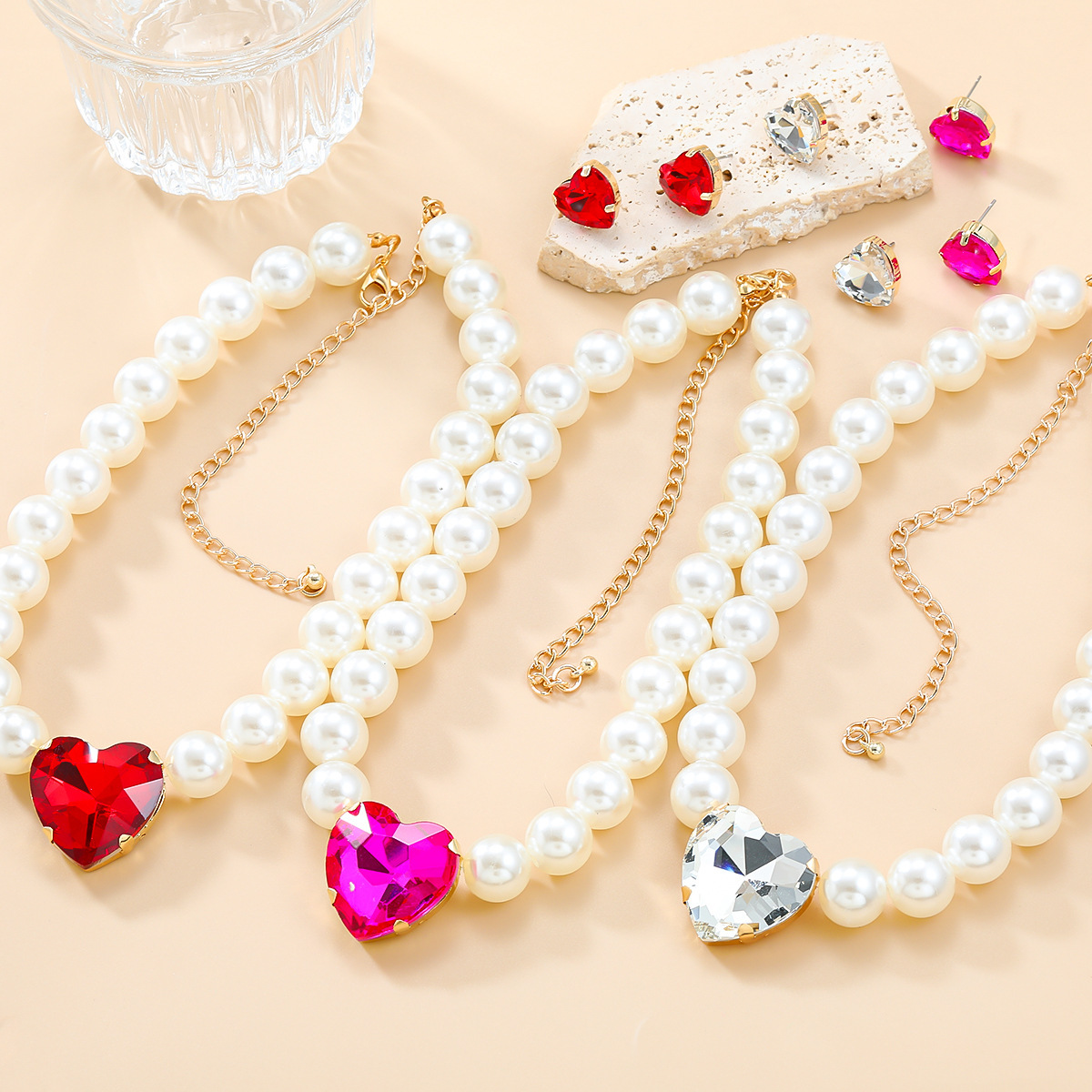 Perlenhalskette Und Ohrring Set Für Bräute Eleganter Schmuck_voghion.com