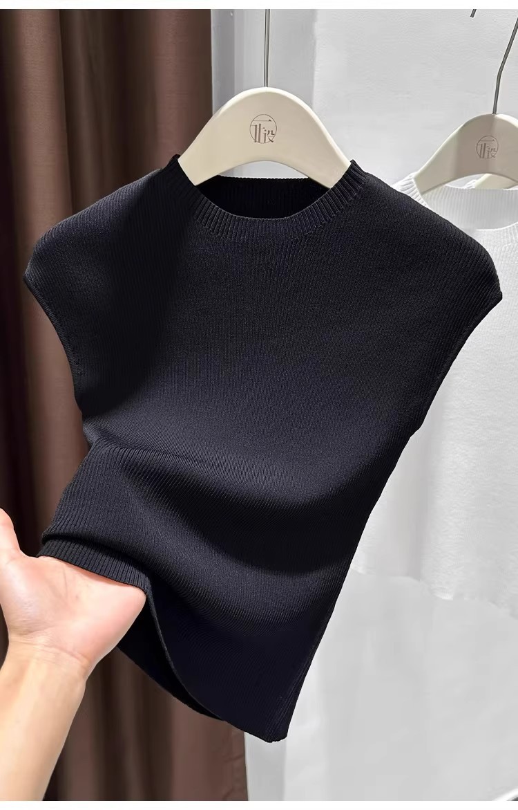 Women's Slim-Fit Short Sleeve Top Ice Silk Cropped Tee Soft Stretchy Casual Shirt for Summer with Flutter Sleeves_ecoleips.com