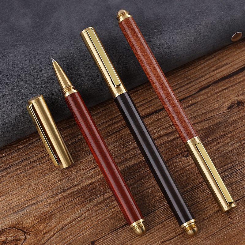 Black brass rollerball pen sandalwood