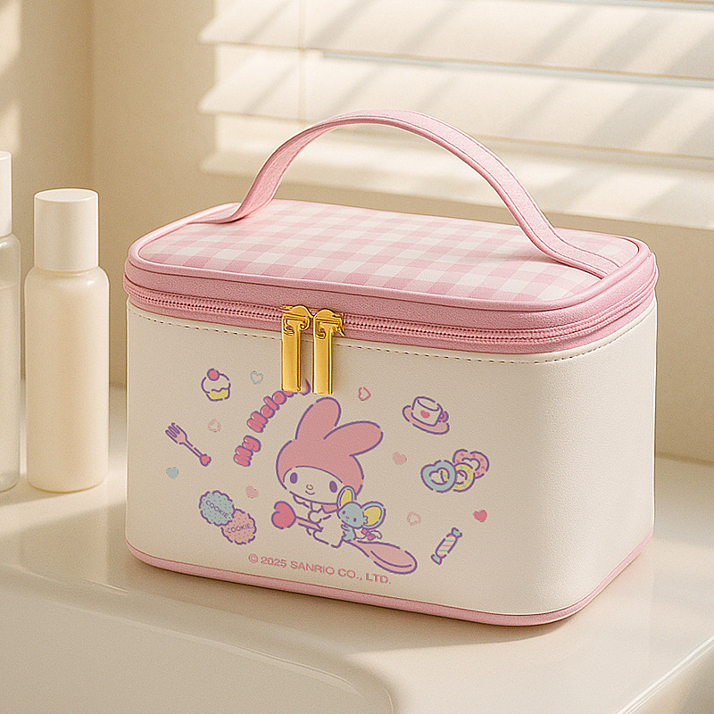 체크무늬 화장품 가방 (멜로디)