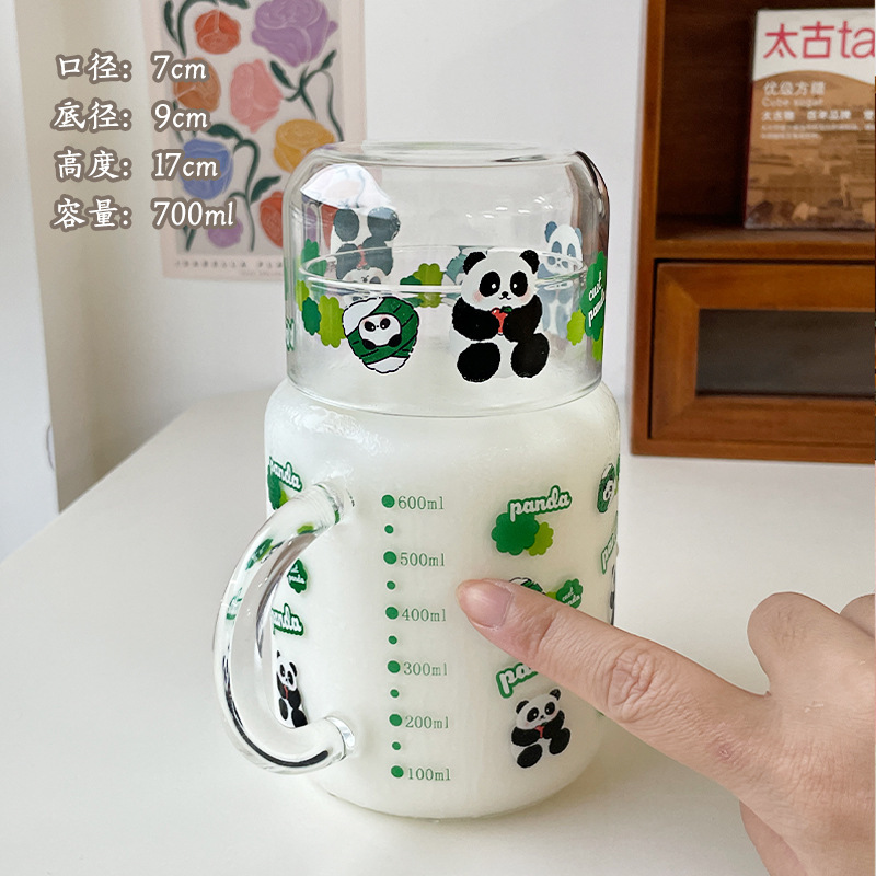 新型一人水飲みカップ漫画パンダ高颜値グラス高温水飲みカップオフィスジュースカップ|undefined