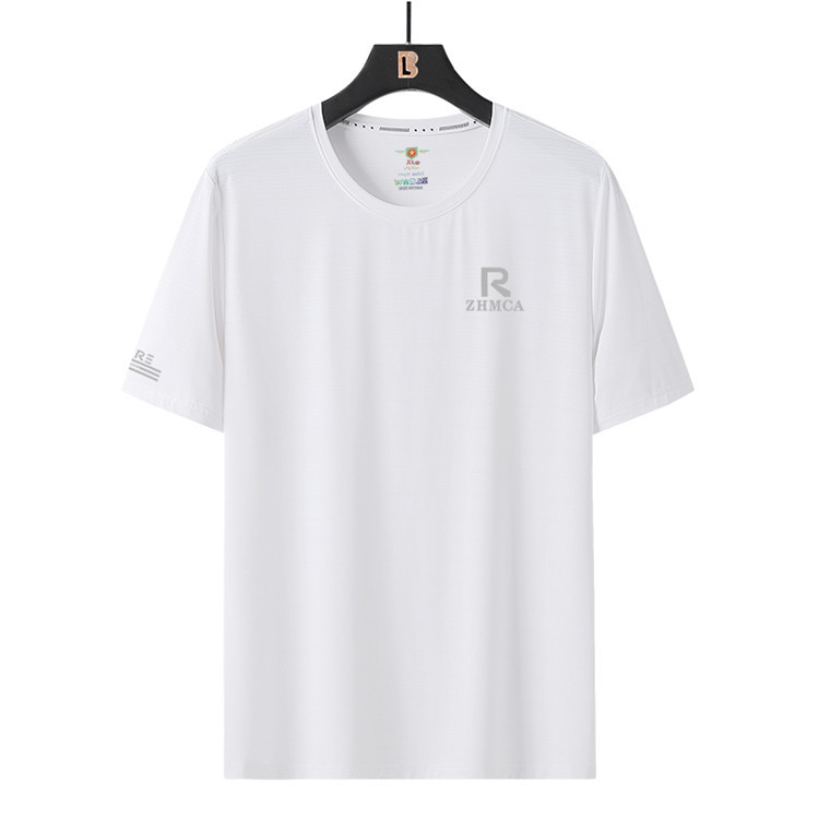2022 verano nueva camiseta de manga corta de seda de hielo para hombres y mujeres de talla grande suelta ropa de aire acondicionado elástica de secado rápido para hombres al por mayor