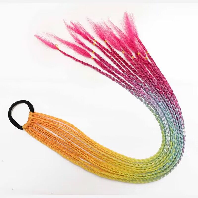 Trenza de tres hilos colorida Trenza sucia Africana Peluca de cola de caballo Color degradado Trenza pequeña Extensión de cabello de fibra química Trenza de 24 pulgadas en stock