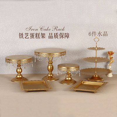 Estilo europeo de oro postre decoración de la Mesa soporte de exhibición de la boda de postre pastel estante decoración mesa té de la tarde Merienda stand combinación image 12