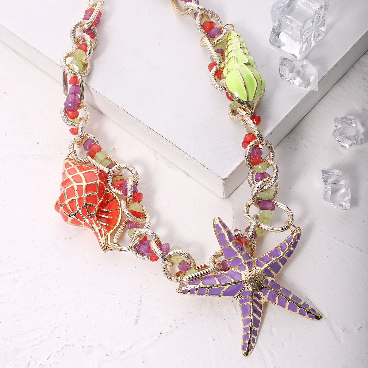 Vacation Starfish Conch Alloy Enamel Womenu0027S Necklace 1 Piece