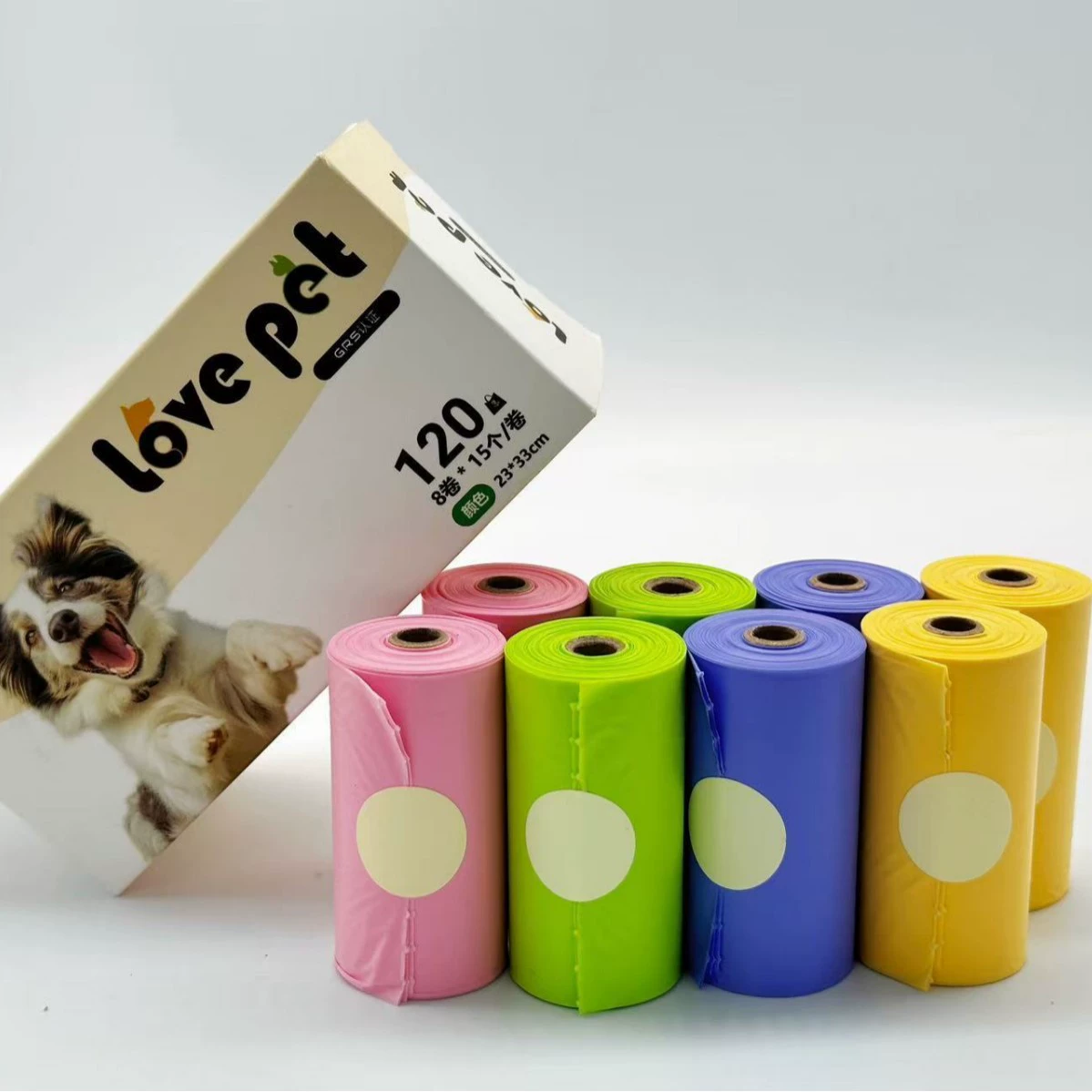 狗狗拾便袋跨境新款、GRS回收料厂家直供爆款一次性捡屎袋现货