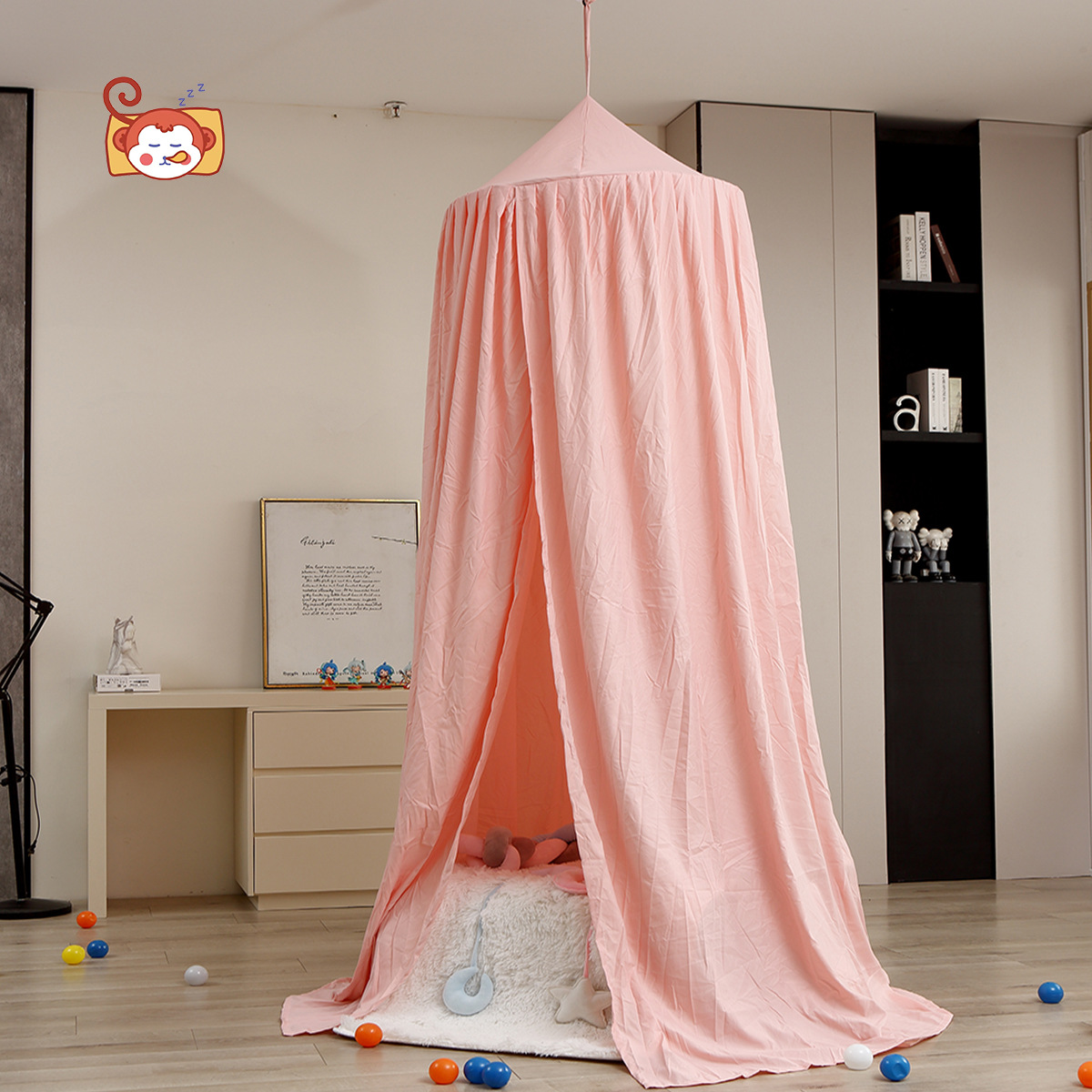 Children's dome mosquito net Nordic Children's ceiling installation-free girl princess room bed high weight decorative bed curtain