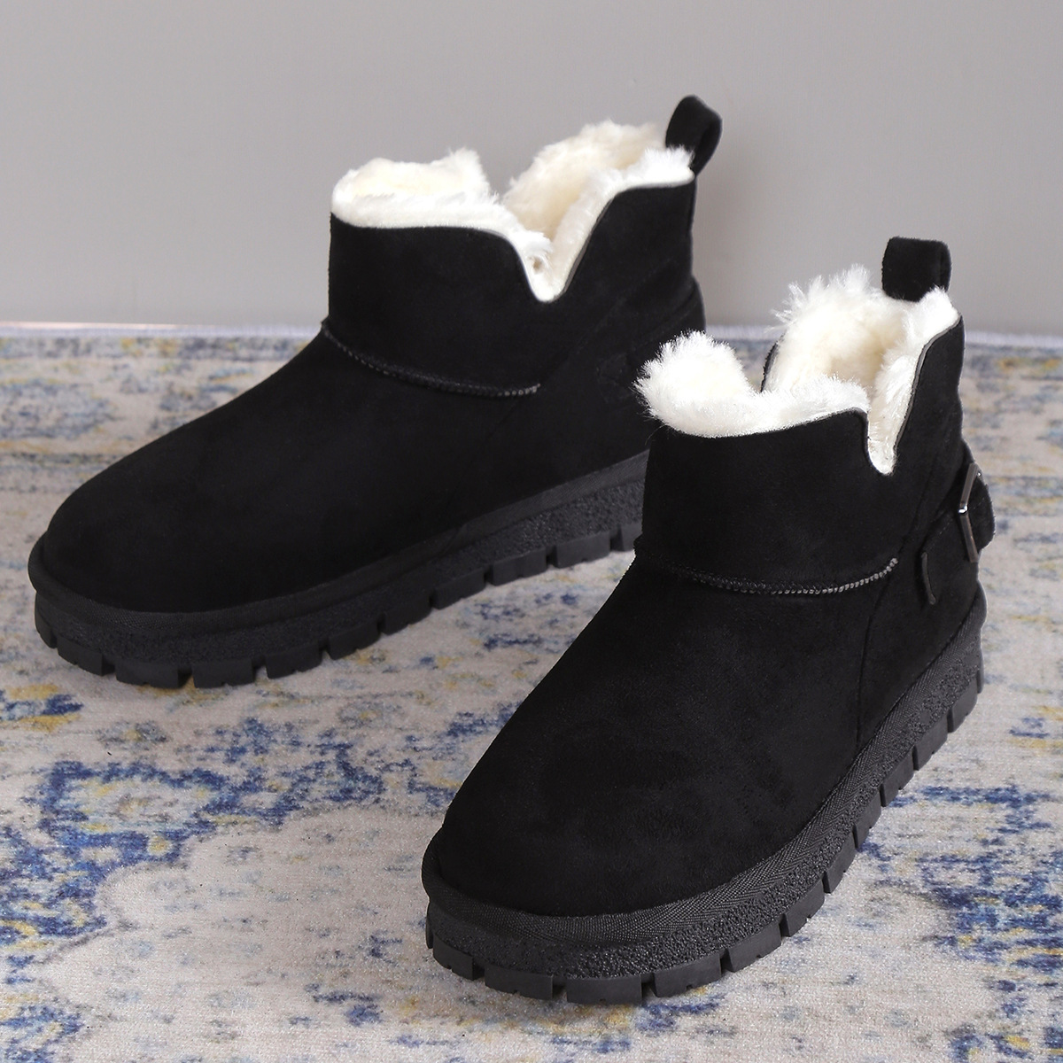 Winter outdoor women's shoes fashion warm snow boots women's daily leisure comfort non-slip flat ankle boots_voghion.com