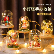 厂家盲盒收纳展示架泡泡玛特展示盒单个透明盒密林古堡别墅成人客