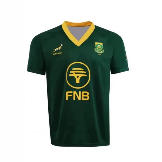 South African Springbok green and gold rugby jersey logo breathable rugby shirt, suitable for men with short sleeves