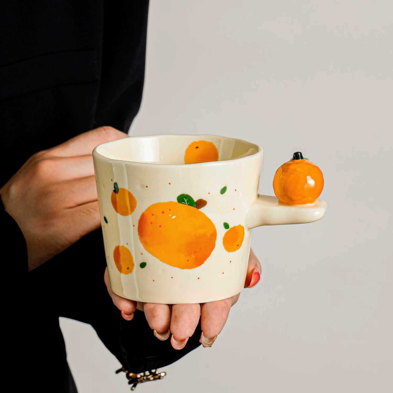 Taza naranja de alto valor de diseño taza de cerámica de nicho creativa taza de agua doméstica de mujer taza de café de oficina