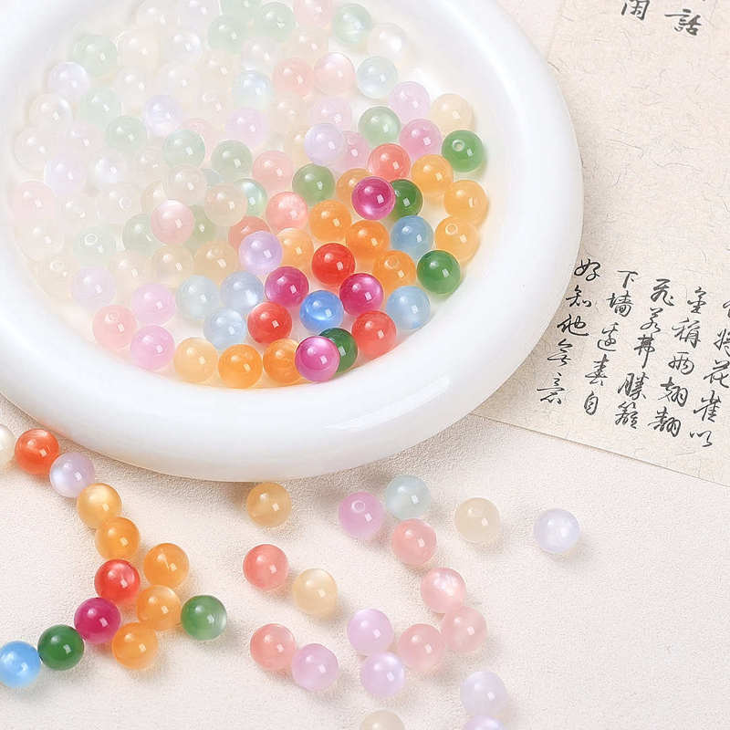 10mm彩色感光变色猫眼树脂珠手工diy抖音同款项链散珠子饰品配件|undefined