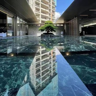 Blue Luxury Stone Imitation Marble Curtain Wall Glossy Tiles Pollution-Resistant House Square Garden Landscape Exterior Wall Dry Hanging Tiles