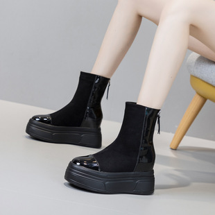 Short Boots for Women 2025 Autumn and Winter New Soft Leather Retro British Style Casual Platform Thick-Soled Boots Fashionable Boots
