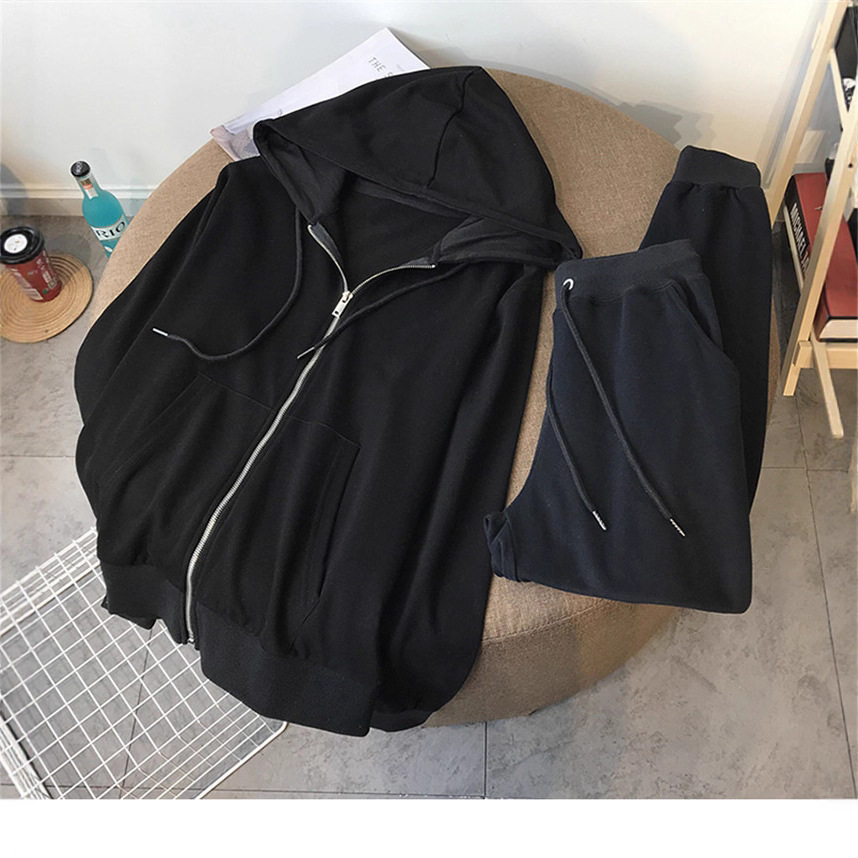 Sudadera mujer primavera y otoño delgado 2025 nuevo estilo con cremallera sudadera con capucha traje de ocio deportivo suelto de dos piezas con corsés