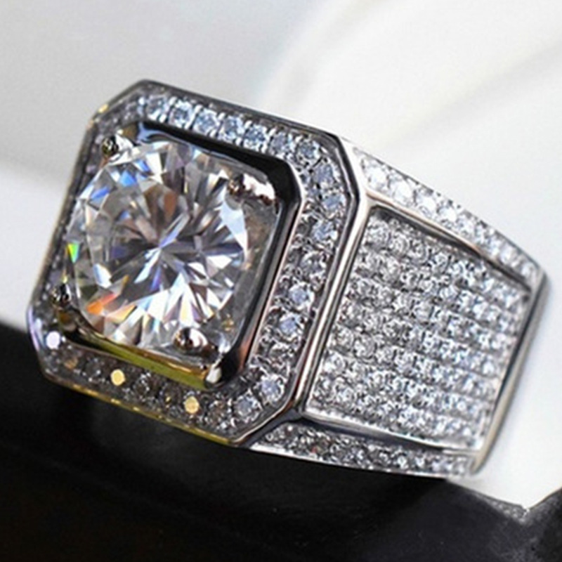 Bold Men's Ring With Micro-inlaid Diamonds For European Style_voghion.com