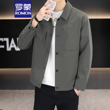 罗蒙翻领男士夹克衫春秋季外套2025新款春装潮流百搭休闲茄克上衣